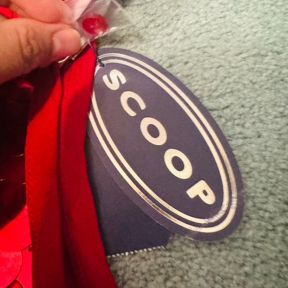 Red Sequin Sleeveless Top Scoop Women's Paillette Sequin Tank Top XS NWT - Picture 4 of 5